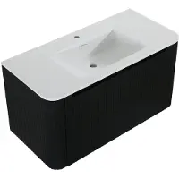 Wiesbaden Onderkast sulora 120x48 cm afgeronde hoeken geribbeld met 1 lade 1 uitsparing mat zwart