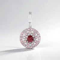 Cavill - Zilveren hanger 925 sterling met Mahonie Zirkoon 0,69ct en Nigeriansche roze toermalijn 1,28ct - Elegante ronde briljant sieraden