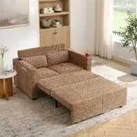 STILVORA Slaapbank 2-Zits - Uitschuifbaar Met Usb Oplaadpoort - Voor Woonkamer En Logeerkamer - Hout En Stof - Oranje
