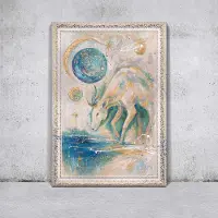 YS Canvas schilderij landschapsformaat handgeschilderd maanwachter nacht mysterieus – -Art Gallery – Mysterieuze wanddecoratie voor woonkamer – Modern schilderij voor slaapkamer