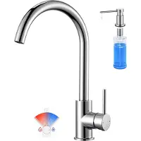 CECIPA MAX Keukenkraan - C-vormig - Met Zeepdispenser 300ML -360° Draaibaar - RVS - Chroom