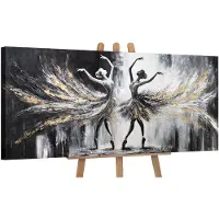 YS Canvas schilderij panoramisch 115x50 handgeschilderd glans van het ballet dans – -Art Gallery – Elegante wanddecoratie voor woonkamer – Modern schilderij voor hal