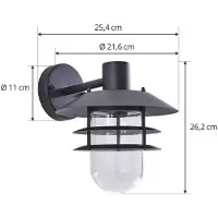 LINDBY Buitenverlichting , Meliora, dimbare, Zwart, Balkon, Metaal