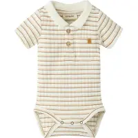 Lil´ Atelier Rompertje/body beige / ombergrijs / wit