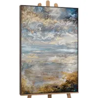 YS Canvas schilderij groot handgeschilderd stille dageraad abstract meditatief – -Art Gallery – Rustgevende wanddecoratie voor woonkamer – Modern schilderij voor slaapkamer