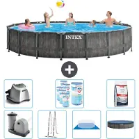 Intex Ronde Prism Frame Zwembad – 549 x 122 cm – inclusief pomp – ladder – bodemzeil – afdekking. Zoutwatersysteem, filter en zwembadpekel zijn los verkrijgbaar