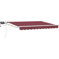 vidaXL Handbediende luifel met LED's Bordeauxrood en Wit 3,5 x 2 m