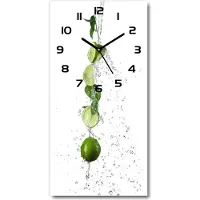 Tulup Wandklok - Kalk en water Moderne Wandklok Glas - 30x60 cm - Groente Wandklok Glas Decoratie - Zwarte handen - Rechthoekige Klok - Glazen Wandklok Design - Klok Glas Met Opdruk