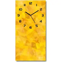 Tulup Wandklok - Driehoeken van abstractie Moderne Wandklok Glas - 30x60 cm - Geel Wandklok Glas Decoratie - Zwarte handen - Rechthoekige Klok - Glazen Wandklok Design - Klok Glas Met Opdruk