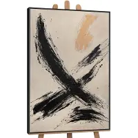 YS Canvas schilderij 120x80 cm handgeschilderd kracht van de penseelstreek – -Art Gallery – Lijst: Zwart – Luxe wanddecoratie