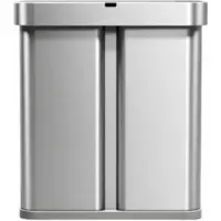 Simplehuman Prullenbak Rechthoekig Met Sensor Recycle Geborsteld Staal 34+24L