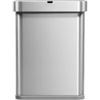 Simplehuman Prullenbak Rechthoekig Met Sensor Geborsteld Staal 58L