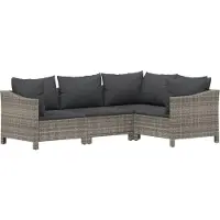 vidaXL 7-delige Loungeset met kussens poly rattan grijs