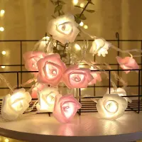 Lapamax 3M LED roze lichtketting op batterijen, Valentijnsdecoratie, roze lichtketting met 20 bloemen, roze lichtslingers, romantische decoratie voor de kamer, feestversiering