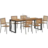 vidaXL Tuin Eettafel Set 7 st Grijs en Bruin poly rattan