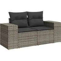 vidaXL 3-delige Loungeset met kussens poly rattan grijs