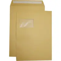 Netuno Akte enveloppen A4 - Venster links - C4 - 229 x 324 mm - 50 stuks - zelfklevend met plakstrip - 90 gram - Bruin -