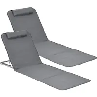 En.casa Strandmat Donostia met rugleuning set van 2 donkergrijs