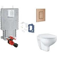 GROHE Uniset - Set voor voorwandinstallatie, toilet, SoftClose-zitting, Skate Cosmopolitan-knop en set voor het inwerpen van tabletten, geborsteld Warm Sunset SANI15BB4123