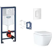 GROHE Rapid SL - Set voor inbouwinstallatie, toilet, SoftClose zitting, Skate Cosmopolitan knop en set voor het inwerpen van tabletten, Triple Vortex, alpenwit SANI11BB3148