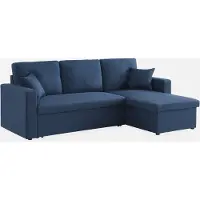 Sweeek Stoffen driezits slaapbank Blauw