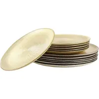 OTIX Dinerborden - Bordenset - 6 Persoons - Onderborden - Dessertborden - Goud - Glitter - Decoratieve Borden - Tafeldecoratie - 12 delig - 21cm - 27cm - Glas - AUREA