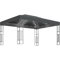 Syfax Prieel met LED-lichtslinger 3x4 m stof antracietkleurig