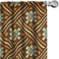 Abakuhaus – Geometrische Gordijnen 2x75x245 cm – Microvezel – Chocolade & Cadetblauw
