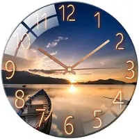 COOAU Glazen Wandklok - Ronde Muurklok - Stille Uurklok - Modern - 30cm - Wall Clock