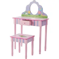 Fantasy Fields Houten Kaptafel Kinderen - Tafel en Stoel Set - Magische Tuin Ontwerp - Roze