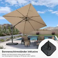 Laura Zweefparasol Kantelbaar 360 cm x 270 cm met Standaard – Groot Aluminium Tuinscherm 360° Draaibaar, UV-Bestendig, Waterafstotend, Rechthoekig Terrasparasol –