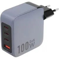 Forcell F-Energy GaN-netvoeding - 100W met aansluitingen: 3x USB-C en USB-A, ondersteunt PD en QC 4.0 opladen