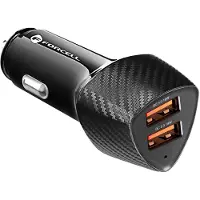 Forcell 2x 36W USB autolader, Auto-adapter, Zwart