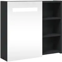 vidaXL Badkamerkast met spiegel en LED 60x13x52 cm zwart