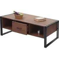 MCW Salontafel -A27b, bijzettafel woonkamertafel, 3D structuur, 45x110x60cm MVG-gecertificeerd, metaal ~ wild eiken look