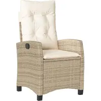 vidaXL Tuinstoelen 2 st verstelbaar met kussens poly rattan beige