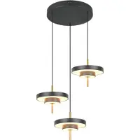 TRIO 3-lichts hanglamp Keaton rond zwart met goud