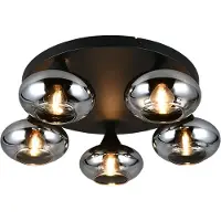 Reality Plafondlamp Divina, dimbaar, alu / grijs / zink, Woon-/ Eetkamer, Glas, Modern, plafondlamp