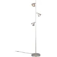 TRIO LED-vloerlamp Romeo, dimbaar, alu / grijs / zink, Woon-/ Eetkamer, metaal, Modern, LED vloerlamp