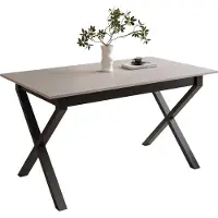 Lookway ARTON II uitschuifbare tafel, 140 cm, zwarte metalen poten in X-vorm, tafelblad in de kleur kasjmieren