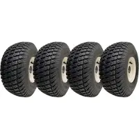 Parnells 15x6.00-6 grasmaaierwielen met banden, gemonteerd op velgen, met 25 mm lagers (set van 4)