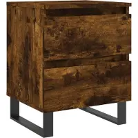 vidaXL Nachtkastje 40x35x50 cm bewerkt hout gerookt eikenkleurig