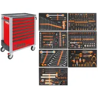 Beta BW 2400S R8/E-L Gereedschapswagen Rood met 8 laden, gevuld met gereedschap | 398 Delig - 024006343