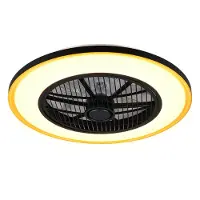 RL LIVE YOUR LIGHT REALITY VARPULA - Ventilator - Zwart-goud - incl. 1x SMD 28 W - Afstandsbediening - Geintegreerde dimmer - Traploos instelbare lichtkleur - Zomer- en wintermodus - 6 snelheidsniveaus