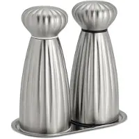 Robert Welch Palm Satin zout- en pepermolenset Small – roestvrij staal, met tray