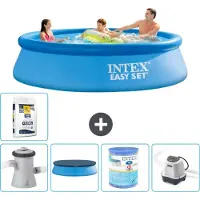 Intex Rond Opblaasbaar Easy Set Zwembad - 305 x 76 cm - Blauw - Inclusief Pomp - Afdekzeil - Filter - Zoutwatersysteem - Zwembadzout - 6-delig