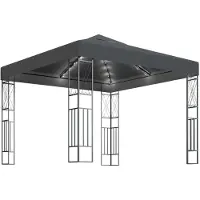 Syfax Prieel met LED-lichtslinger 3x3 m stof antracietkleurig