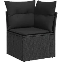 vidaXL 7-delige tuinmeubelset met kussens, zwart, polyrotan