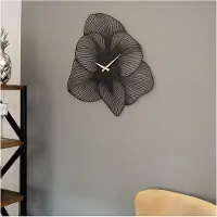 Opviq , Azalea metalen wandklok - APS039 49 - Zwart, Wandklokken, Zwart, Staal, 49 x 49 cm