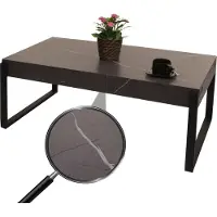 Mendler Salontafel -L53, woonkamertafel bijzettafel sofatafel, metaal 43x110x64cm ~ marmer look grijs